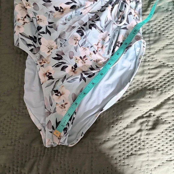 Nip Tuck Swim Floral Ruched One Piece Swimsuit Tummy Control Mint Green 6 - Picture 9 of 10